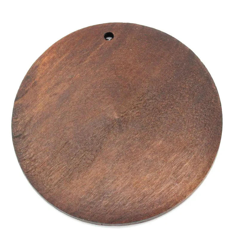 

DoreenBeads Wood Charm Pendants Round Coffee 5.9cm(2 3/8") x 2 PCs