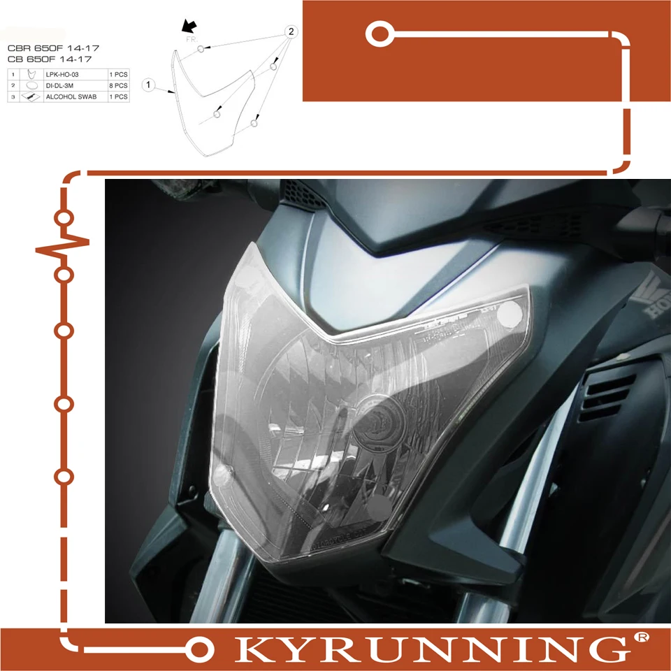 

For CBR650F CB650F Motorbikes Parts For HONDA CBR 650F CB 650F 2014-2017 Acrylic Headlight Protector Cover Screen Lens
