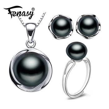 

FENASY Trendy Pearl Jewelry Freshwater Black White Jewelry Sets For Women Pearl Necklace Earringtrendy Earings Fashion Jewelry