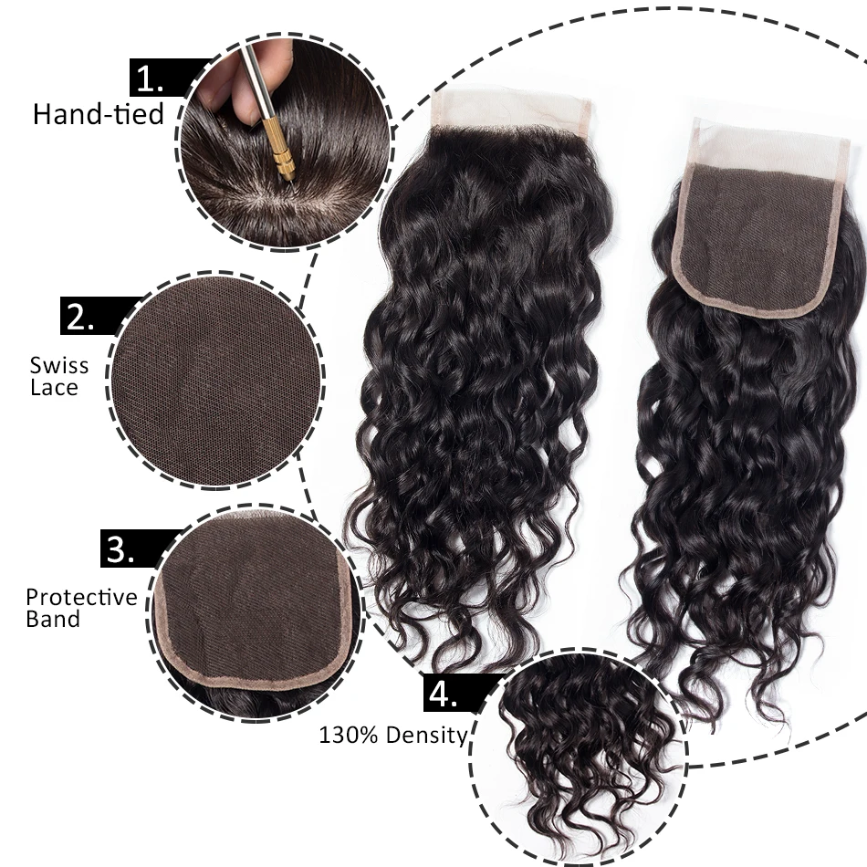 Upretty Hair Water Wave Bundles With Closure Wet And Wavy Human Hair 3 Bundles With Closure Mink Brazilian Hair Weave Bundles