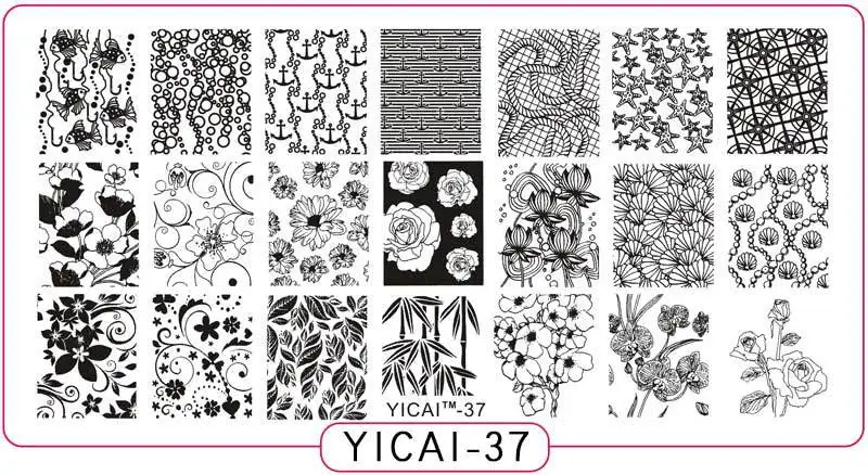 Пластины для стемпинга ногтей yicai, spv, dieshan, штамповочные лаковые пластины для рукоделия, маникюрные шаблоны, трафареты, инструменты для полировки, 1 шт - Цвет: yicai37