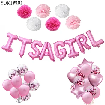 

YORIWOO Its a Girl Balloon Confetti Pink Birthday Party Decorations Baby Shower Girl Babyshower Supplies Oh Baby Gender Reveal