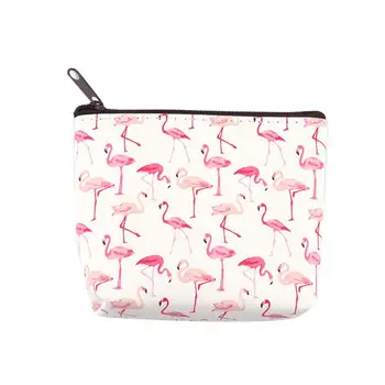 

Women Vintage Flamingo Print PVC Zipper Earphones Cash Holder Coin Purse
