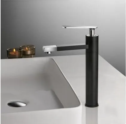 black chrome long Смесители для раковины белого цвета смеситель для ванной горячей и холодной хромированной отделкой латунный унитаз Раковина Водопроводный Кран вращающийся - Цвет: black chrome long