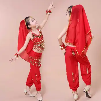 

2017 new Free Shipping Hot Selling Belly Dance Performance Bollywood Indian Child Costume Indian Dance Costumes For Kids