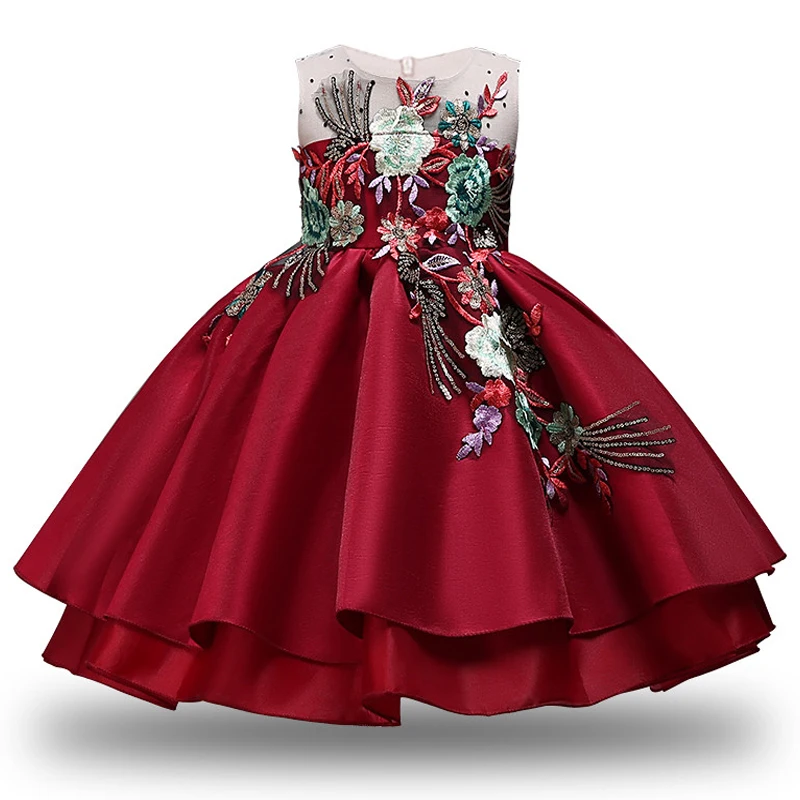 Детское платье для девочек; От 2 до 12 лет с вышивкой; платье для маленьких девочек для свадебной вечеринки; элегантная официальная детская одежда для девочек; платье для малышей