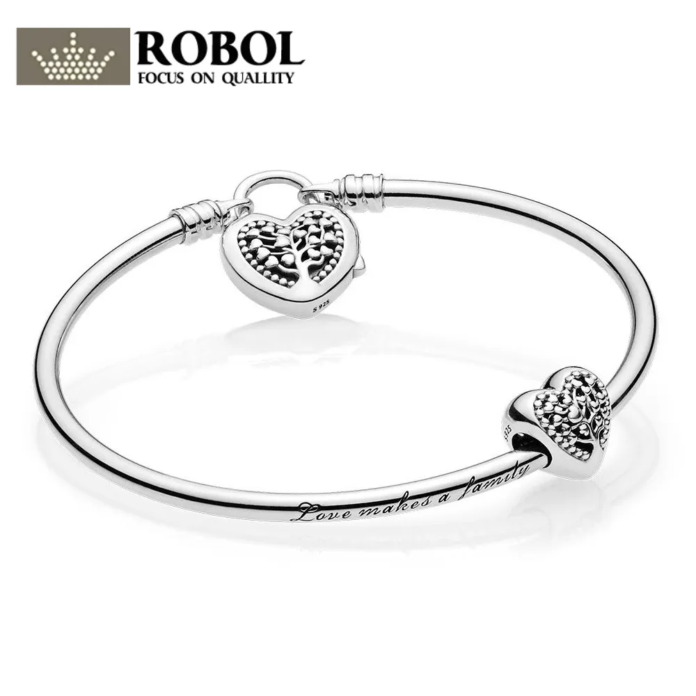 

EDELL 100% 925 sterling silver 1:1 Genuine Charm Life Tree Love Signature Bracelet Set Fit DIY Gift Women Original Jewelry