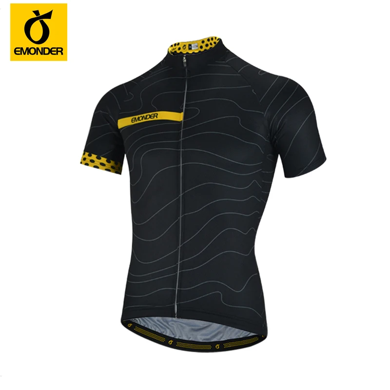 Mens Summer Breathable Pro Team Short Sleeve Cycling jersey Black Top Quality Maillot Ropa Ciclismo mtb Cycling Clothing Emonder