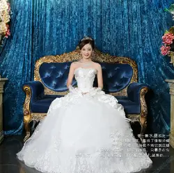 2016 Продвижение Природный длиной до пола Цветы Платья Китайский Стиль Свадебное Платье Формальный Сладкий Цветок Невесты Верхней Части