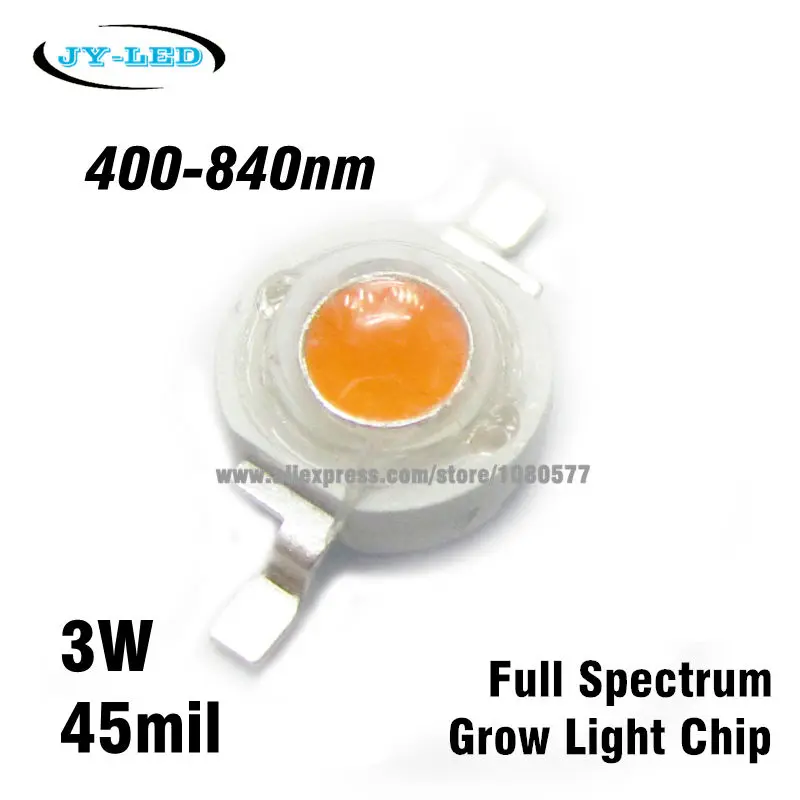 100pcs 3W High Power LED Chip 400nm-840nm Full Spectrum Grow Light Beads , 45mil 700mA For Indoor Plant Growth 100pcs 3W High Power LED Chip 400nm-840nm Full Spectrum Grow Light Beads , 45mil 700mA For Indoor Plant Growth