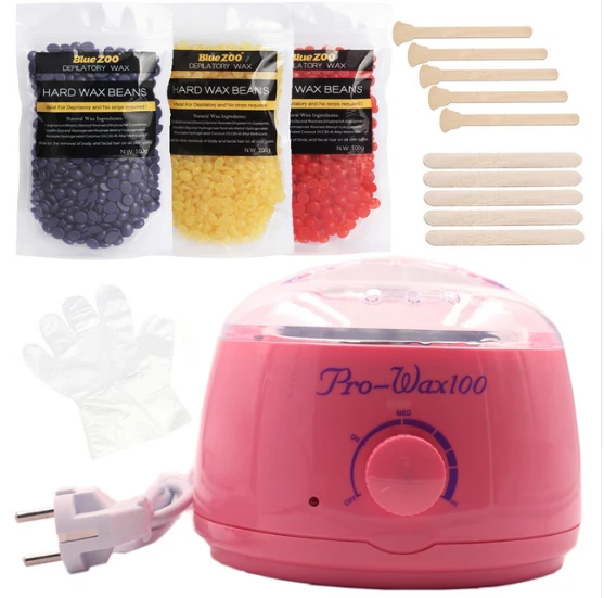 

Pink Depilatory Wax Heater With Hot Hard Hair Removal Wax Beans Kit No Paper Painless Remove Bikini Face Whole Body Hair