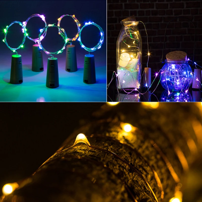 Светодиодные светодио дный гирлянды для бутылки вина пробковые гирлянды на батарейках DIY рождественские гирлянды вечерние для вечеринки