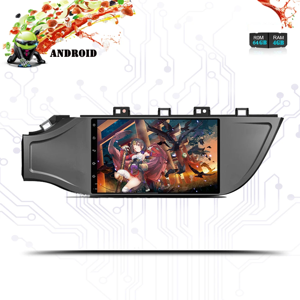 Top 2 Din 1024*600 Car Multimedia player Android 9.0 GPS 2 Din Car Radio Audio Auto For kia Rio K2 2017 2018 8 Cores FM Radio IPS 4