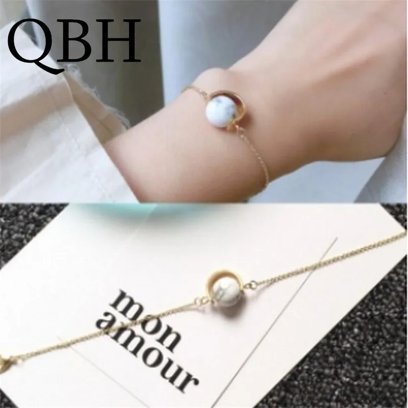 

L229 Men Pulseiras Retro Transfer Bead Natural Stone Marble Grain Charm Chain Link Bracelets Bangle for Women Jewelry Girl Mujer