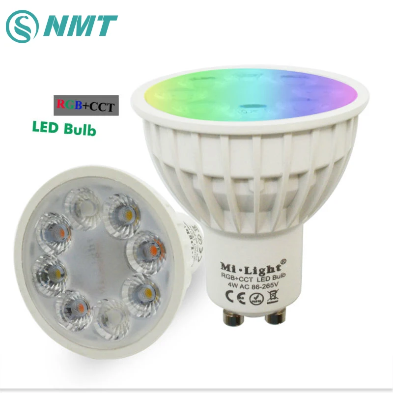 

4W Mi Light LED Bulb GU10 MR16 Dimmable Lamp Light RGB + Warm White + White (RGB+CCT) Spotlight Indoor Living Room Decoration