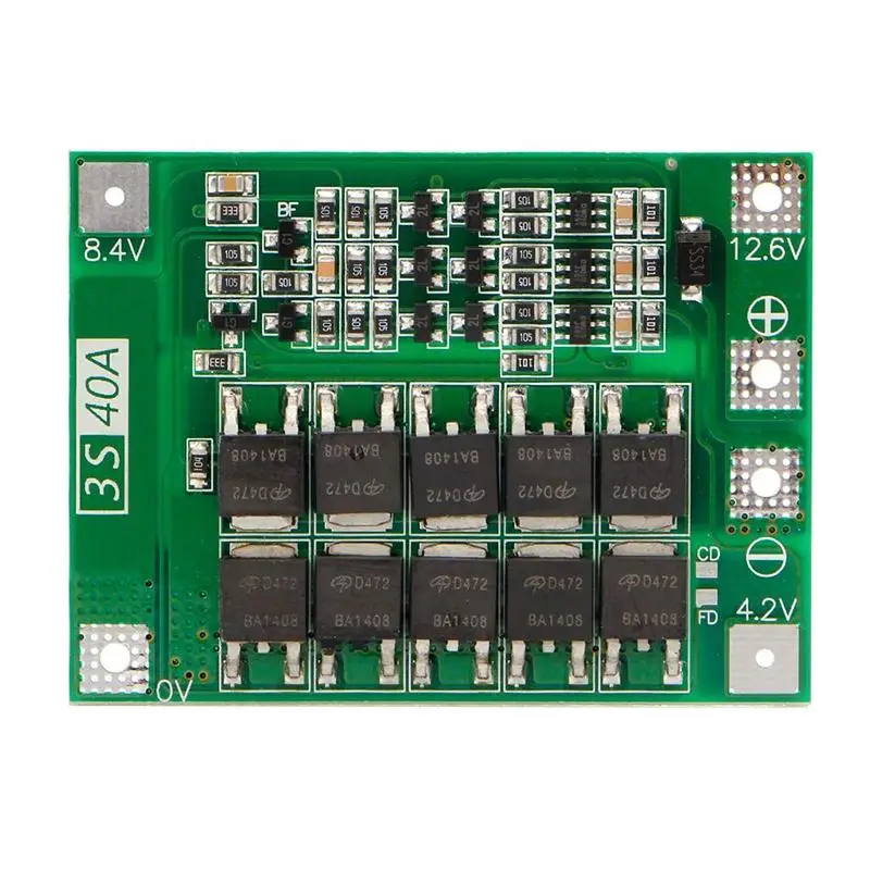 3S 40A 18650 литий-ионная батарея зарядное устройство Защитная плата Pcb Bms для сверлильного двигателя 11,1 В 12,6 в Lipo ячеечный модуль