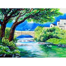 Мост дерево река утка ручная работа краска высокое качество холст Красивая краска ing по номерам Сюрприз подарок большой сообщник