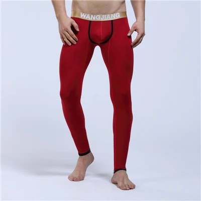 Новые мужские мягкие длинные мужские кальсоны термобелье гей хлопок теплая одежда для сна Нижнее белье под брюки Высокое качество Мужские удобные пижамы WJ - Цвет: Red