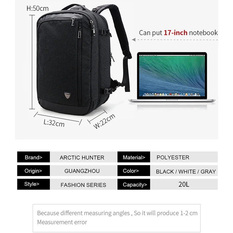 Ártico HUNTER desmontar multifunción 17 pulgadas portátil mochilas para Adolescente de negocios hombre Mochila hombres, Mochila de viaje, bolsa de Ártico HUNTER desmontar multifunción 17 pulgadas portátil mochilas para Adolescente de negocios hombre Mochila hombres, Mochila de viaje, bolsa de
