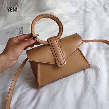 

Round Handle Leather Small Shoulder Bag Luxury Handbag Designer Women Mini Crossbody Bag Hand Purses for Ladies Casual Clutch