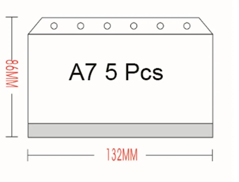 5 шт. прозрачная сумка для хранения из ПВХ для блокнота путешественника, дневника, ежедневника, сумки на молнии, визитные карточки, футляр для заметок - Цвет: A7 5 PCS