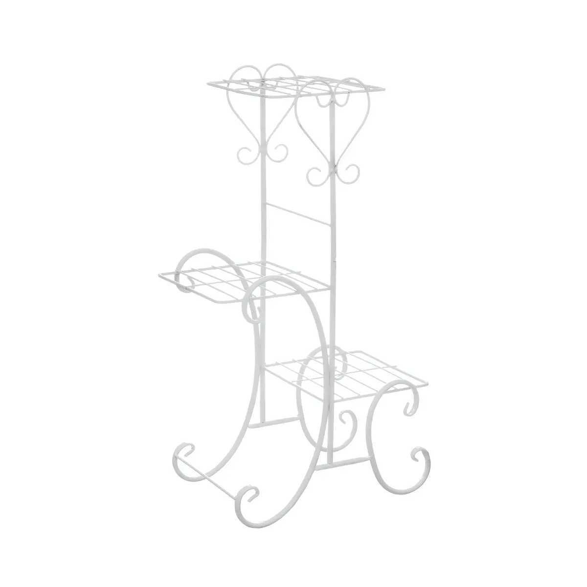 Koop Eenvoudige Metalen Bloem Plant Display Stand Huis Tuin 3 Tiers Plant Bloem Pot Opbergrek Duurzaam Balkon Bloem Stand 3 kleuren