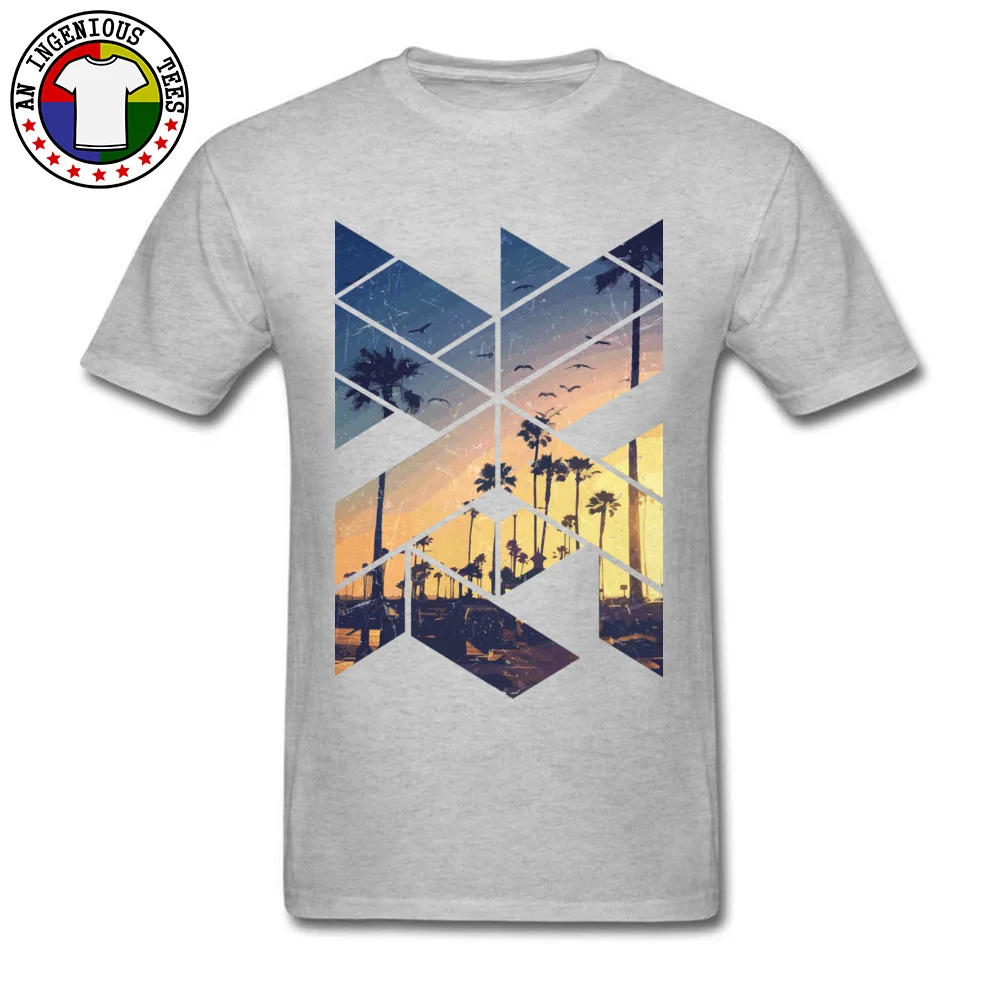cosie T Shirt Classic Round Collar Vintage Palm Beach Geometric Cotton Men Tops Tees Family Short Sleeve Tees Drop Shipping Vintage Palm Beach Geometric grey