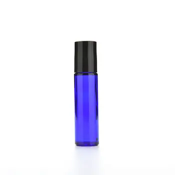 

1pc 10ml Blue Glass Bottle Roll On Empty Fragrance Perfume Essential Oil Bottle 10 ML Roll-On Black Plastic Cap Bottle