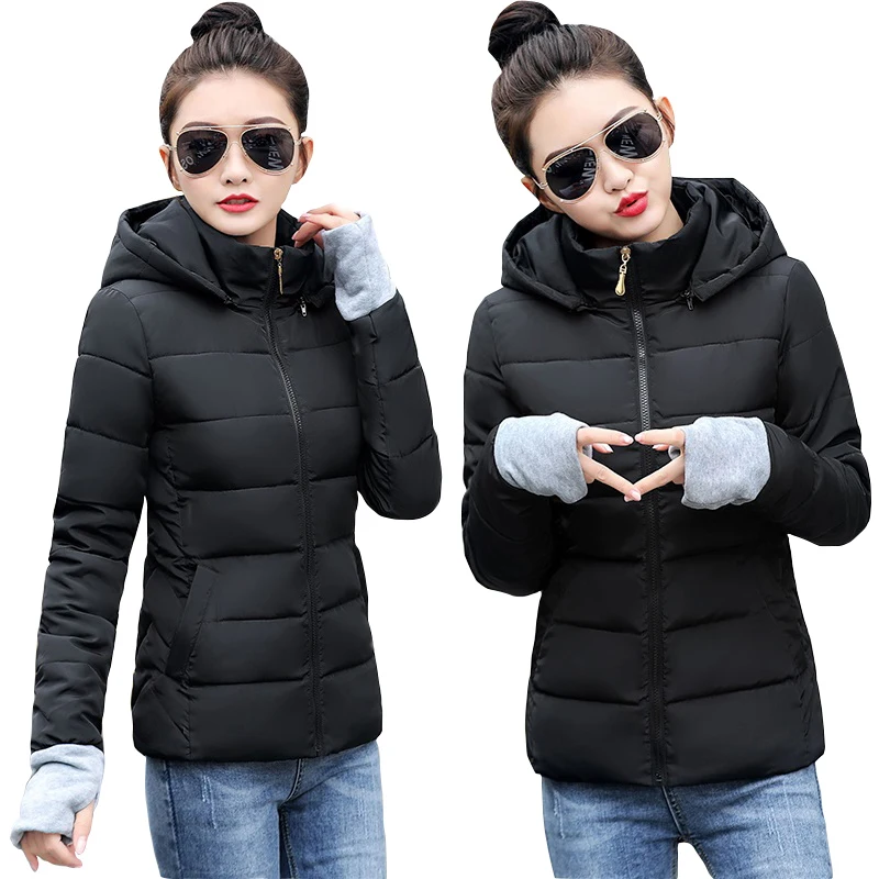 

2019 Winter Jacket women Plus Size 5XL Womens Parkas Thicken Outerwear hooded Coats Short Female Slim Cotton padded basic tops