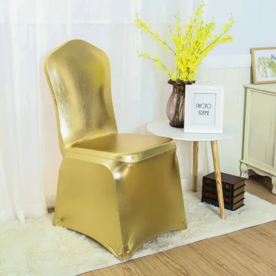 Металлический глянцевый золотистый Серебристый чехлы для стульев спандекс металл бронза цвет лайкра спандекс стрейч китайские чехлы для стульев для свадьбы украшения - Цвет: GOLD