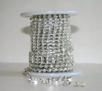 

10yards/roll SS6-SS38(2.0mm-9.0mm) Clear color Crystal silver base rhinestone cup chain for jewelry diy making accessories