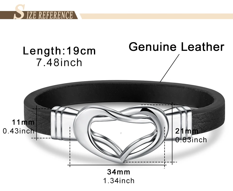 women leather bracelet heart (10)pc-1