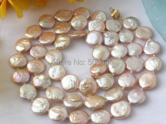 

Free Shipping >>BW1480 30" 14MM PINK COIN FRESHWATER CULTURED PEARL NECKLACE
