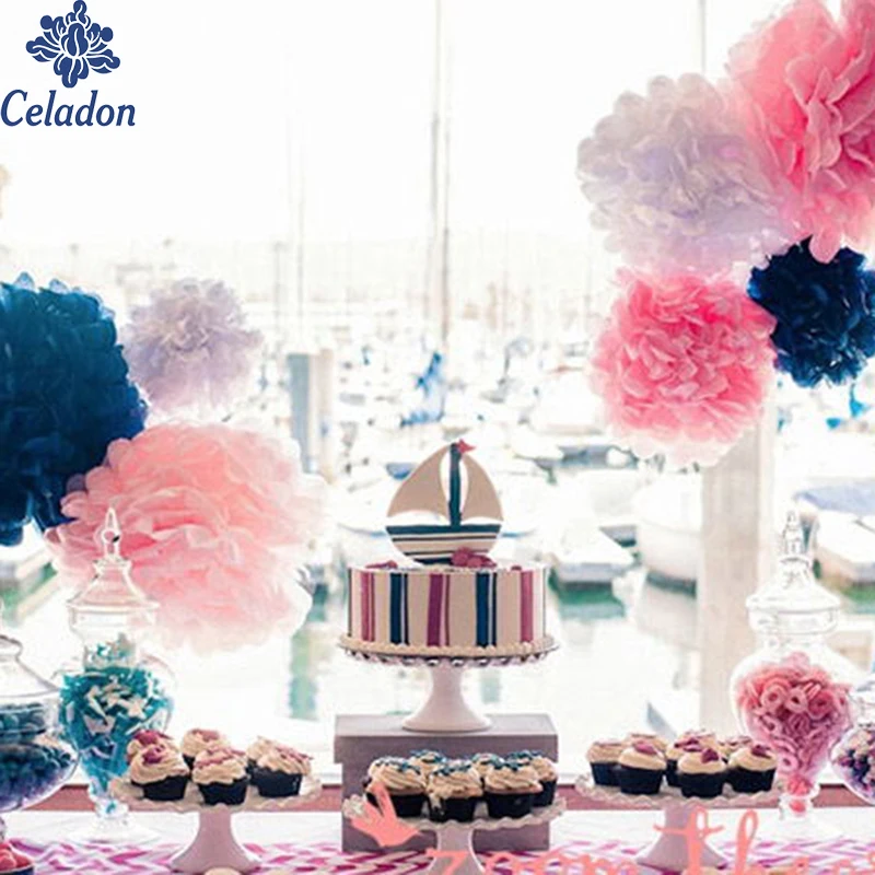 

5pcs/lot 15cm Tissue Paper Pom Poms Paper Flower Ball Pompom For Home Garden Wedding Birthday&Wedding