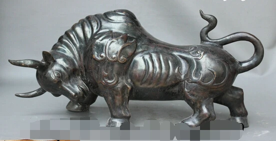 

JP S1122 24 FengShui China Chinese Bronze Copper Animals Wealth Strong Bull Ox Statue