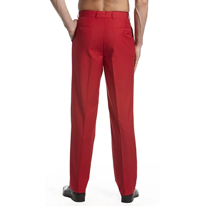 Новое поступление, изготовленное на заказ мужское платье штаны брюки плоские передние брюки однотонные красные мужские костюмные брюки. A1