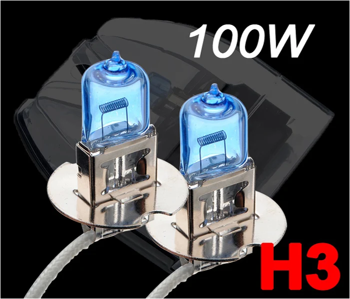 

High Power Car Headlight Lamp H3 100W 12V Halogen Bulb Super Xenon White Fog Lights Car Light Source 6000K parking