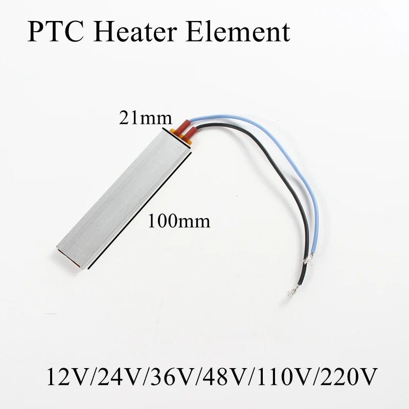 100x21 мм 12 В 80 градусов Цельсия Алюминиевый PTC нагревательный элемент постоянный термостат термистор воздушный Датчик нагрева оболочки 100*21 мм