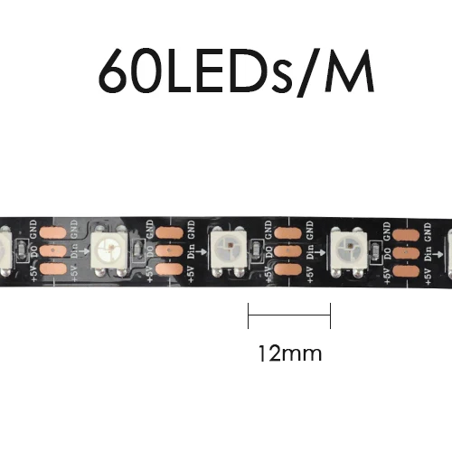 WS2812B Светодиодные ленты DC 5V чёрно-белые печатные платы умный прибор приемно-пикселей WS2812 IC 30/60/144 светодиодный s 17Key бар RGB 50 см 1 м 2 м 3 м 4 м 5 м - Испускаемый цвет: Black 60 LED