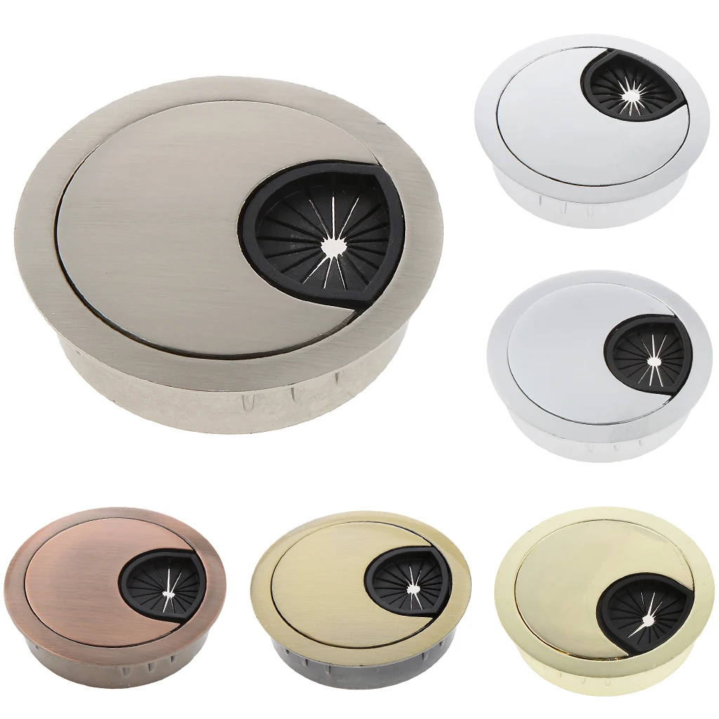 53mm PC Desk Grommet Table Cable Wire Outlet Cord Hole Cover Cap Pearl Silver