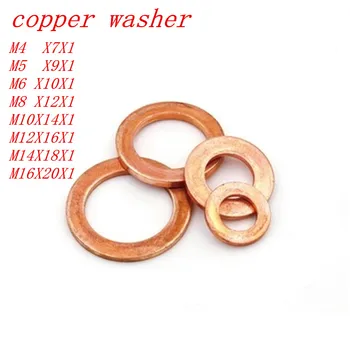 

20PCS Copper washer M4 M5 M6 M8 M10 M12 M14 DIN7603 Copper Sealing Washer For Boat Crush Washer Flat Sea