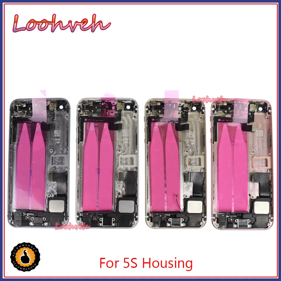 

High Quality For iphone 5 5G 5S Back Middle Frame Chassis Full Housing Assembly Battery Cover Door Rear + battery sticker+case