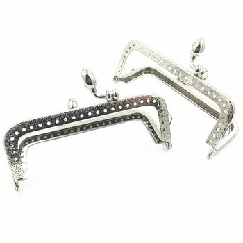 

1Pc Kiss Clasp Lock Clutch Coins Purse Handbag Bag Handle DIY Part Flower Bud Heads Rectangle Metal Frame 10.5cm