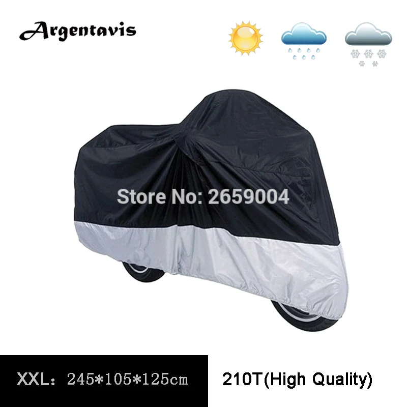 210T XL Black Silver Motorcycle Covers Motorbike Cruiser Scooter Hood