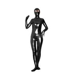 SPEERISE взрослый женский открытый черный зентай черный блестящий металлический Облегающий комбинезон костюм лайкра спандекс зентай