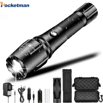 

High LM Ultra Bright Flashlight LED Torch Adjustable Tactical Flashlights linterna Bicycle Light Rechargeable by 18650
