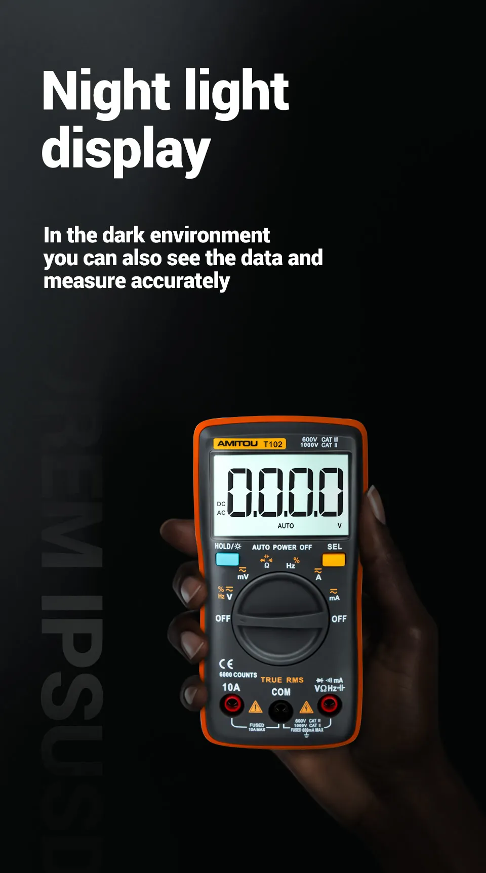 T102 мультиметр ночник переменного/постоянного тока Амперметр Вольтметр мазь от ожогов автоматическое определение ом измеритель сопротивления емкости частоты