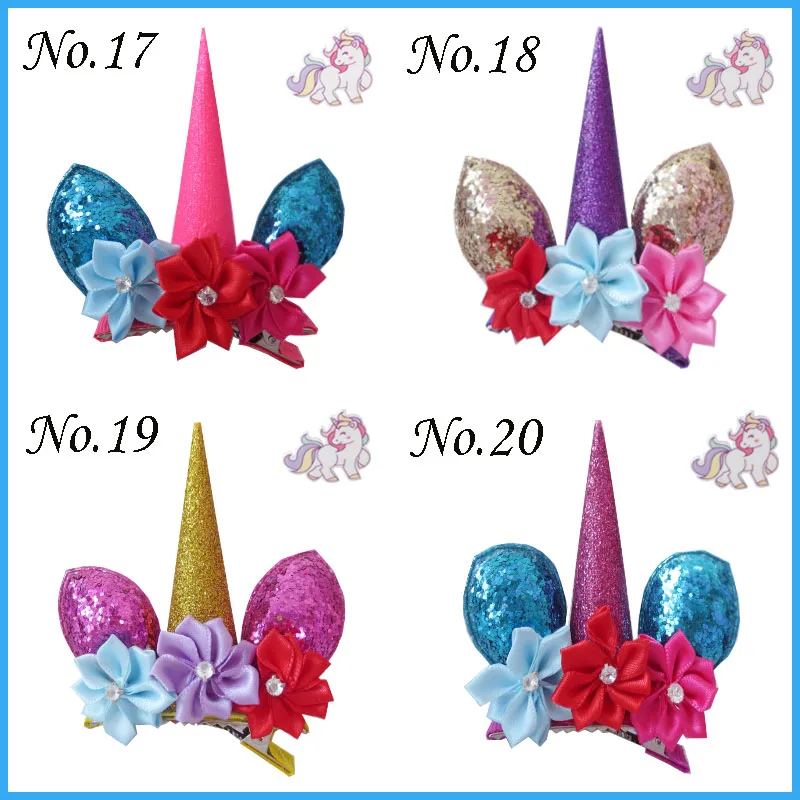 20 BLESSING Girl Popular 2.5/" Unicorn Clip Little Pony Rainbow Spangle Flash