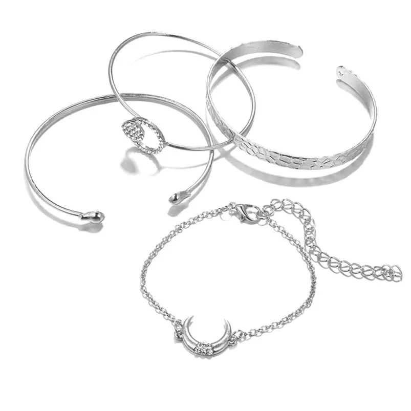 new Simple design 4PCS Stylish Multiple Layers Elegant Female Pendant Ladies Jewelry Alloy Bracelet Valentine's Day gift F14 (5)