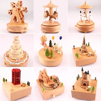 

Music Box Wooden Music Box Home Creative Wood Carousel Crafts Valentine's Day Gifts Musical Jewelry Box Music Gift 3